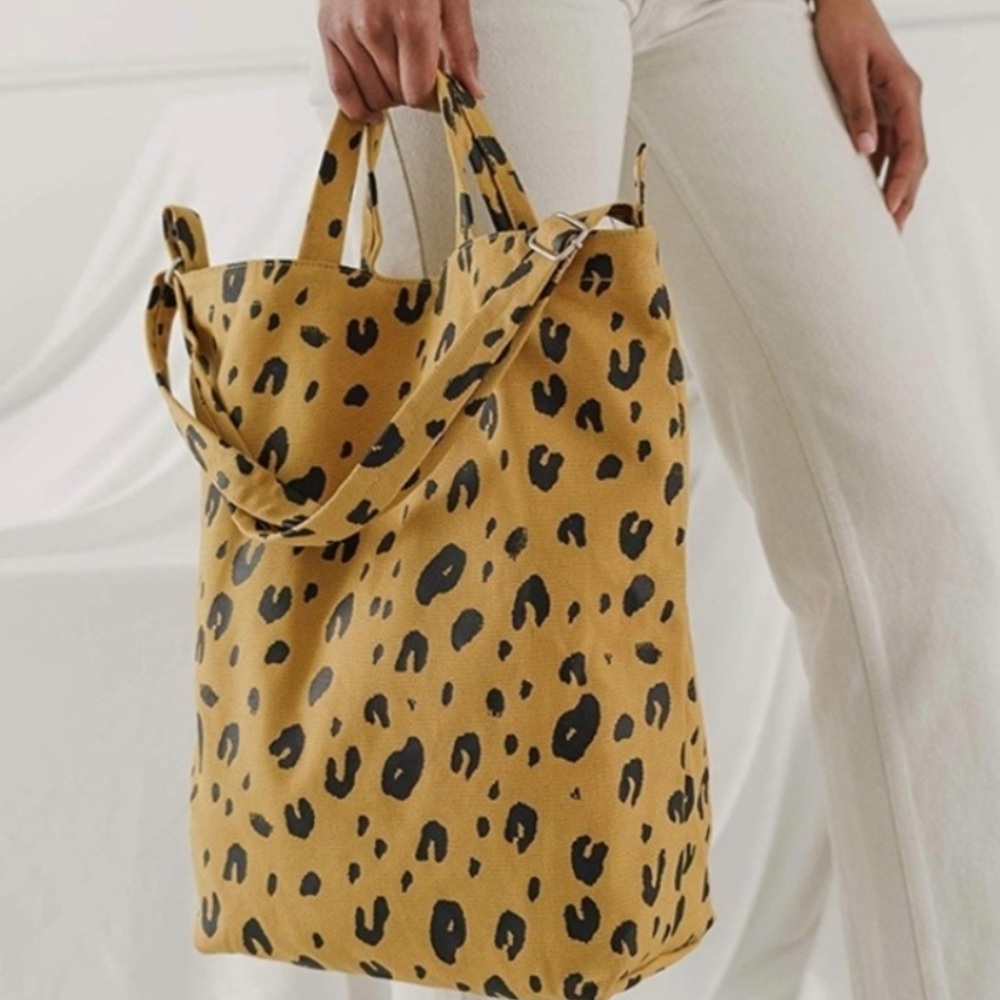 BAGGU Tan and Black Leopard Tote